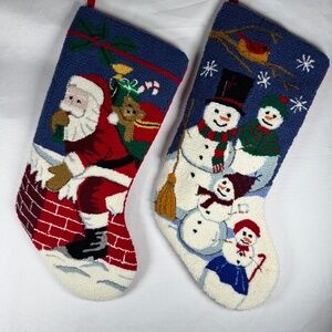 Set of 2 Vintage Hook & Loop Christmas Stocking